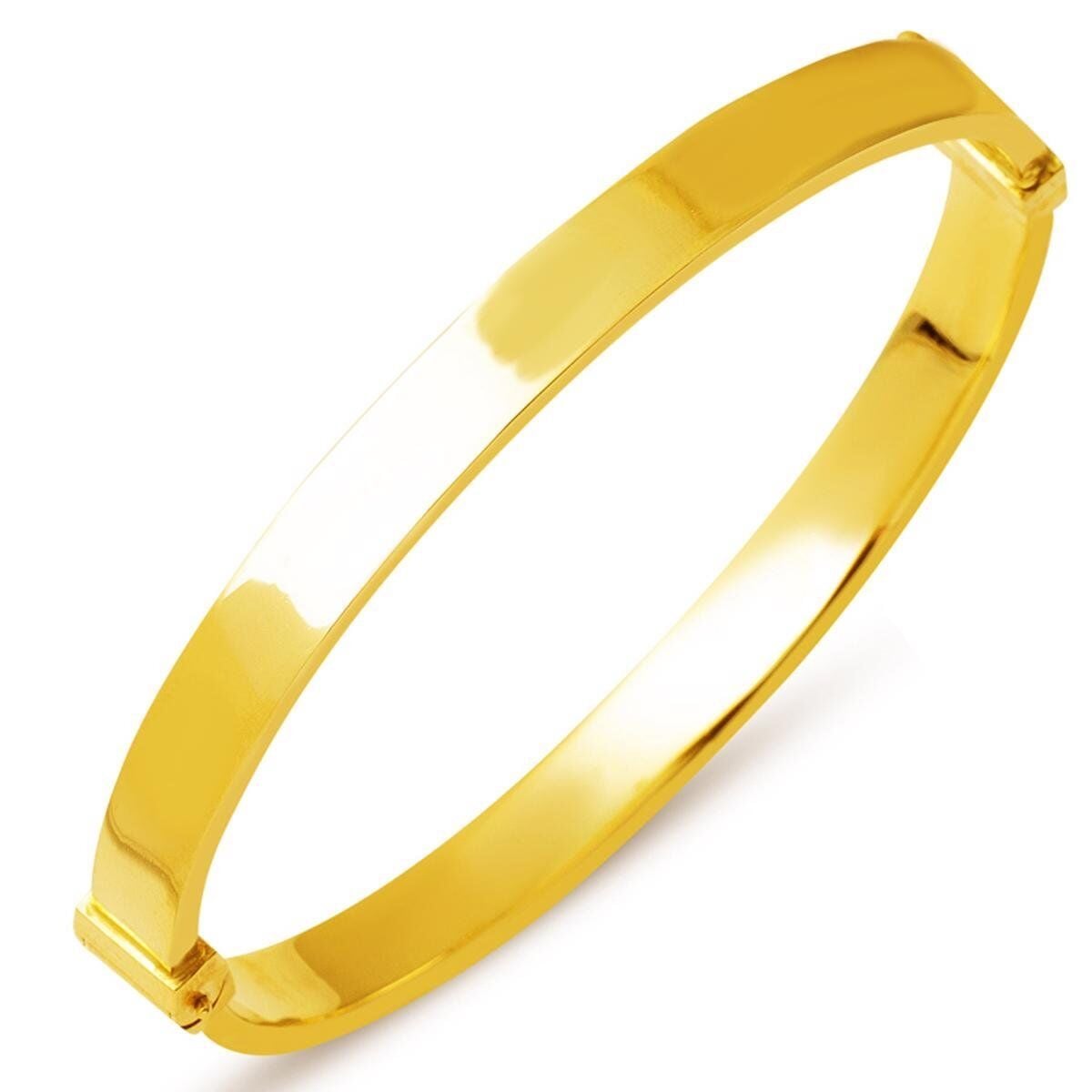 14K Yellow Gold Classic Hinged Cuff Bangle