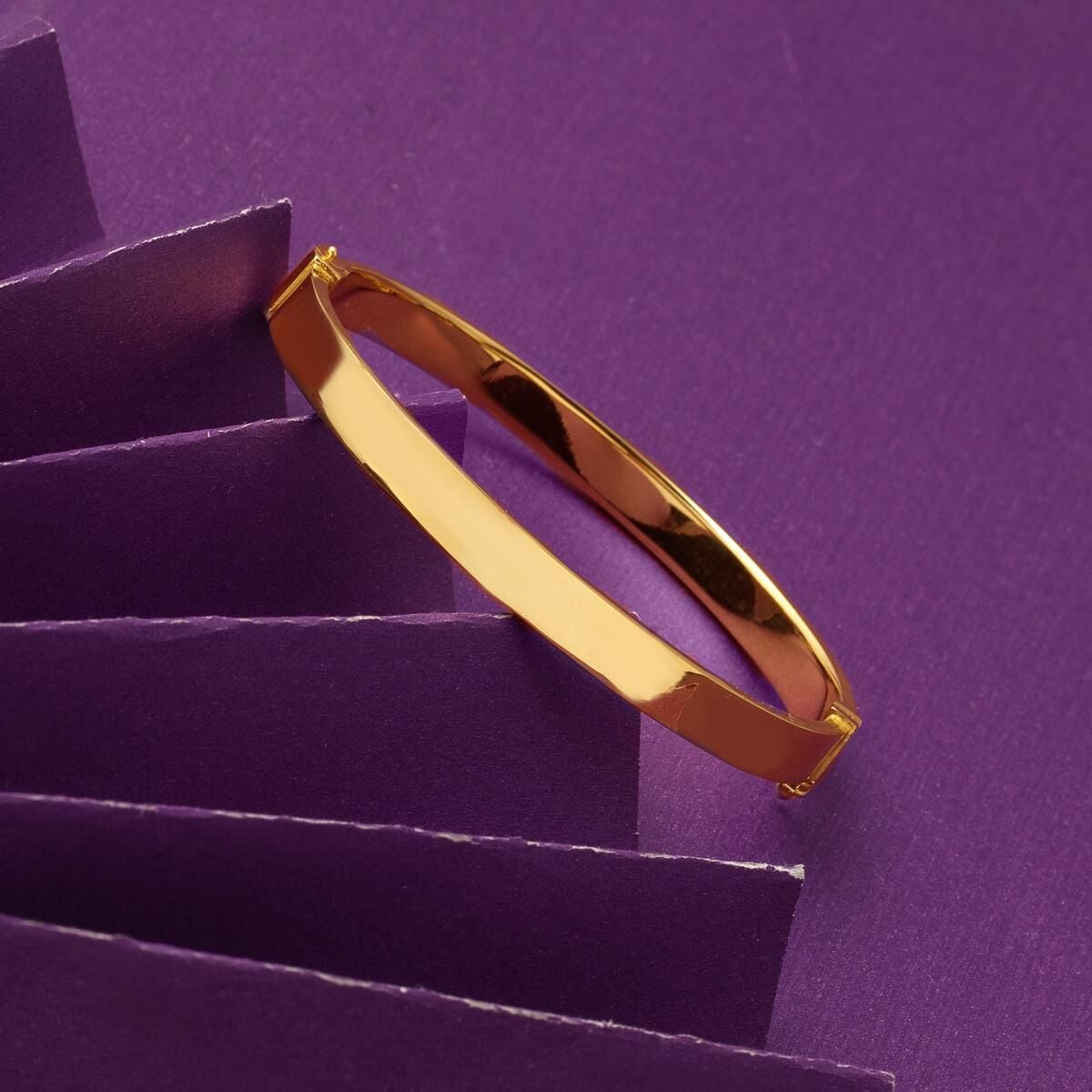 14K Yellow Gold Classic Hinged Cuff Bangle