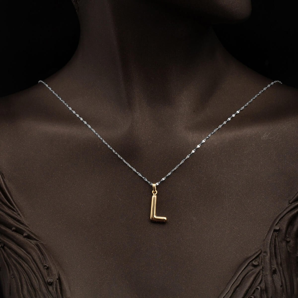 14K Yellow Gold Balloon Initial L Pendant