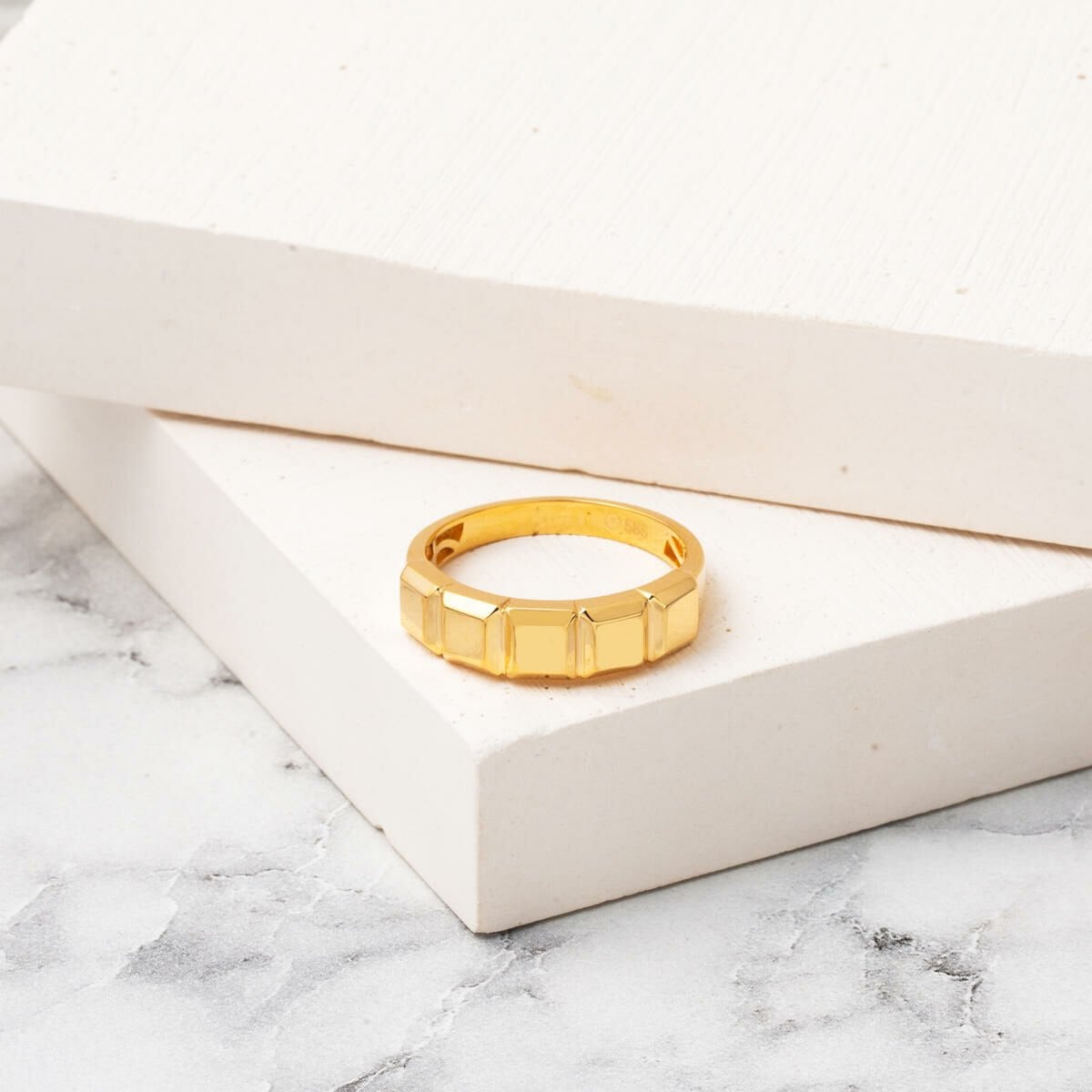 14K Yellow Gold Segmented Signet Ring