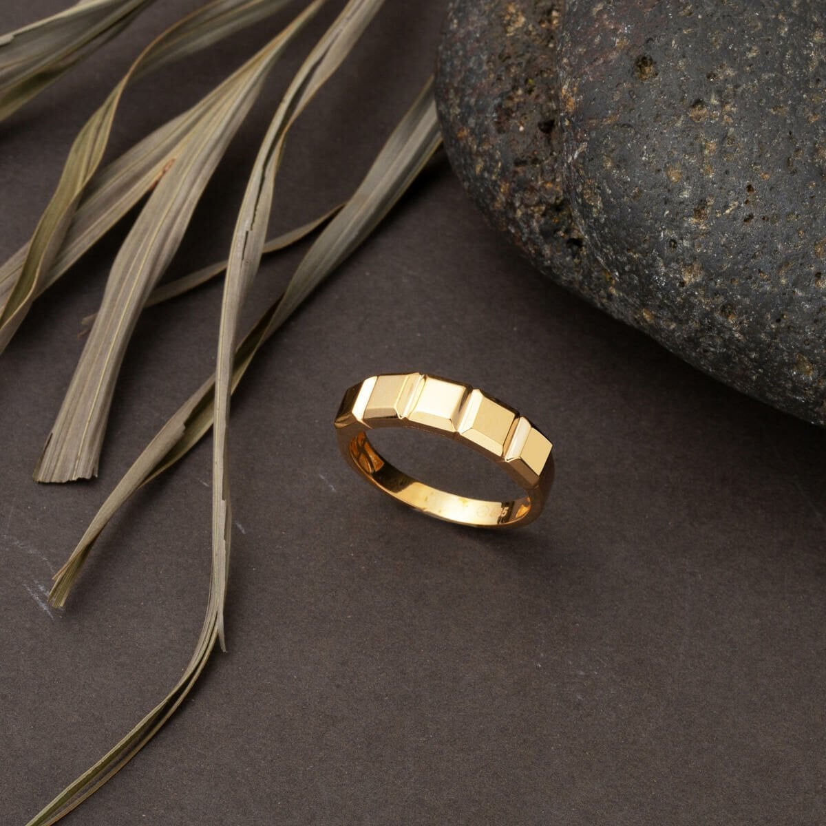 14K Yellow Gold Segmented Signet Ring