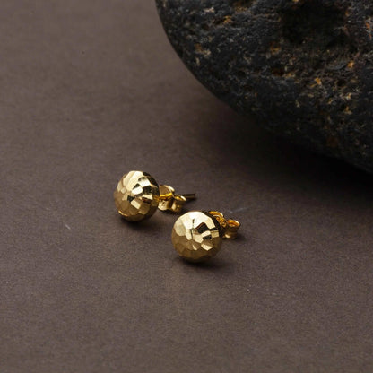 14K Yellow Gold Disco Ball Pin Earrings