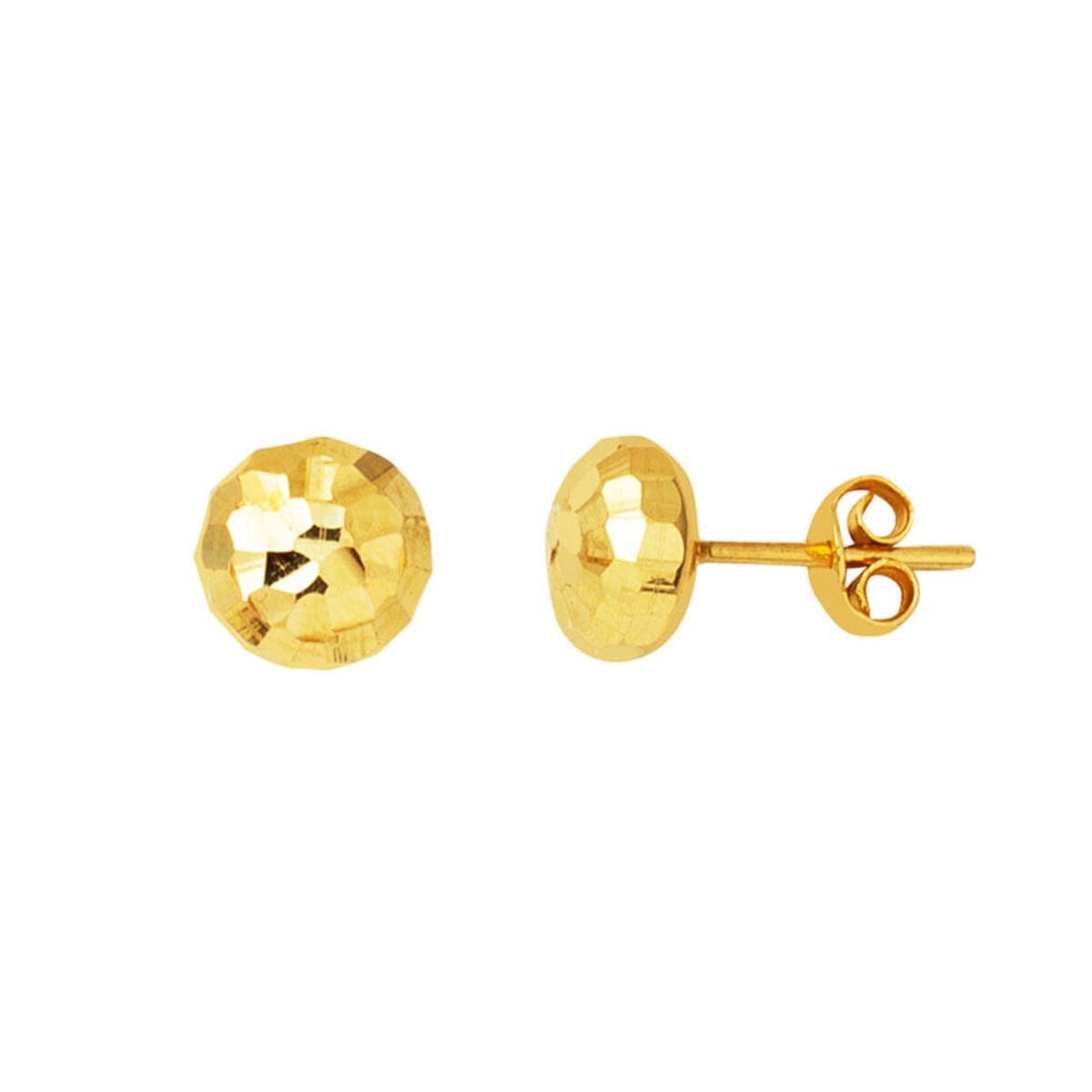 14K Yellow Gold Disco Ball Pin Earrings