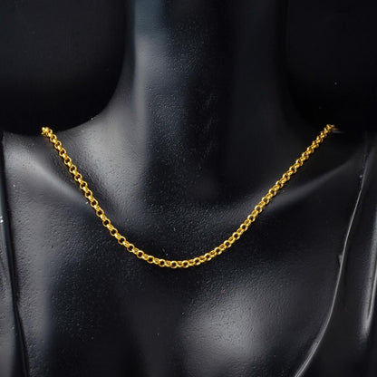 14K Yellow Gold Rolo Chain Necklace 50 cm