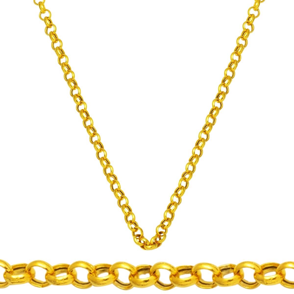 14K Yellow Gold Rolo Hoop Chain 65 cm