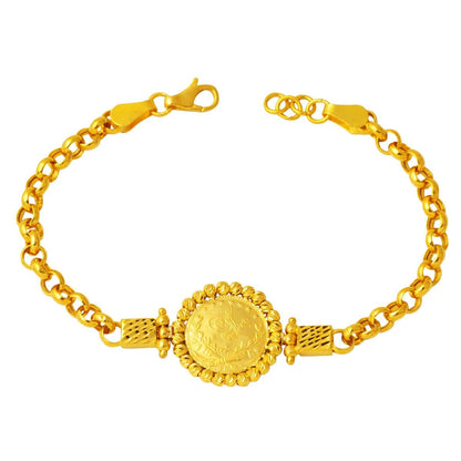 22K Yellow Gold Rolo Chain Ottoman Resat Quarter Coin Bracelet