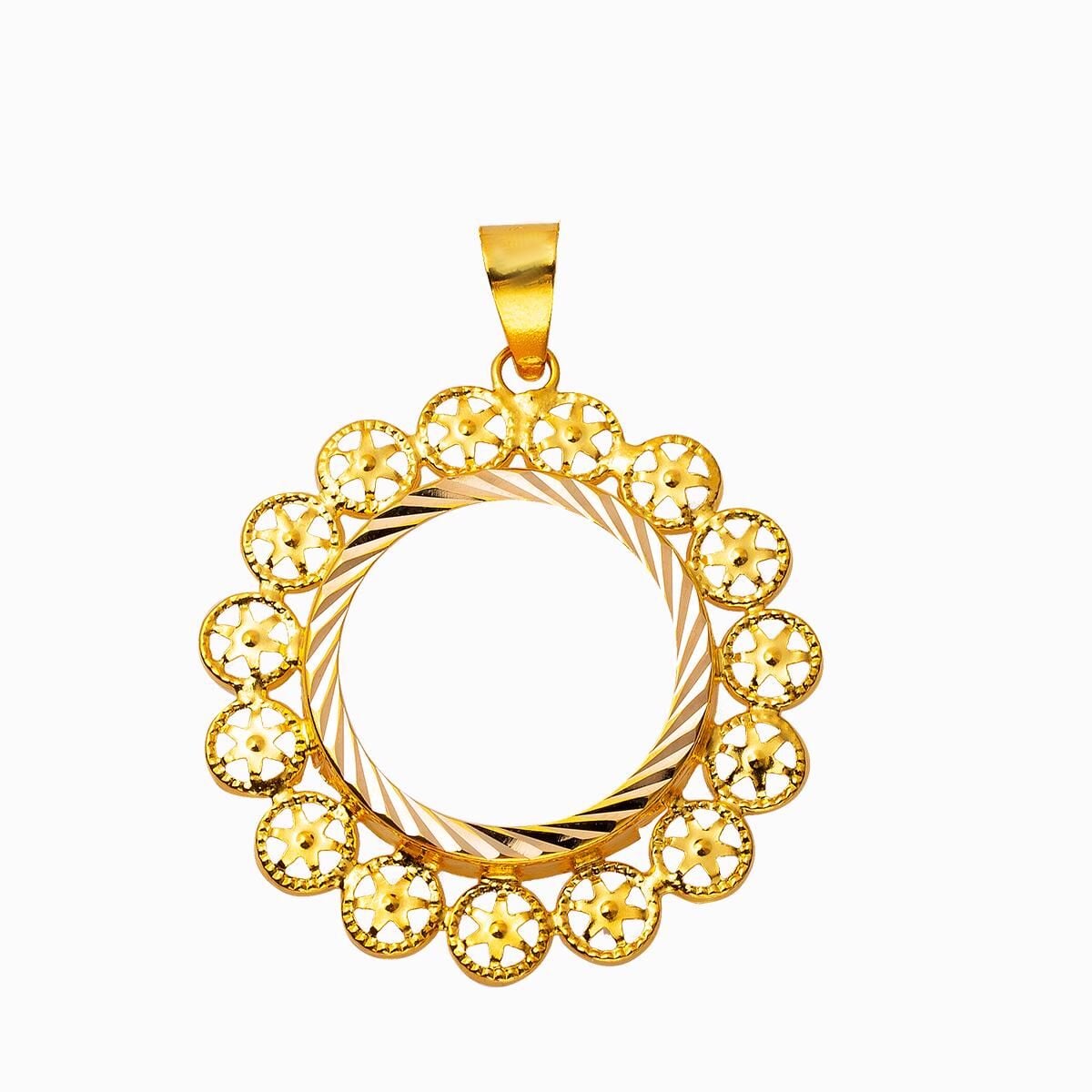 14K Yellow Gold Donence Half Gold Coin Frame Pendant