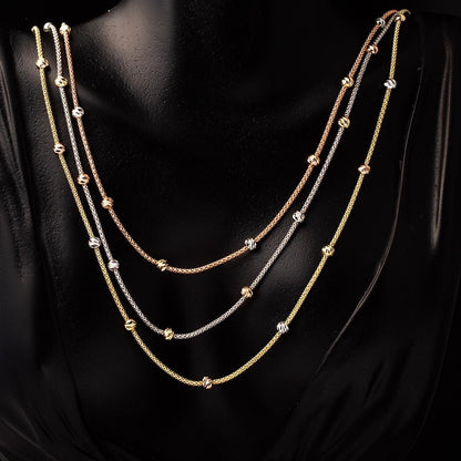 14K Yellow Gold Bead Multi Chain Set