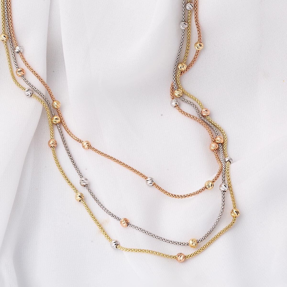 14K Yellow Gold Bead Multi Chain Set