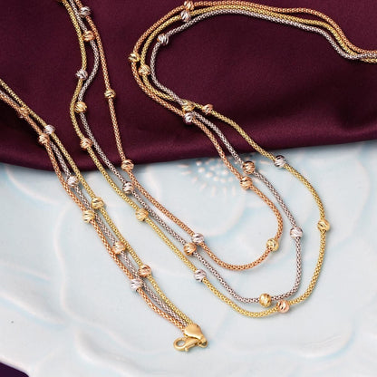 14K Yellow Gold Bead Multi Chain Set