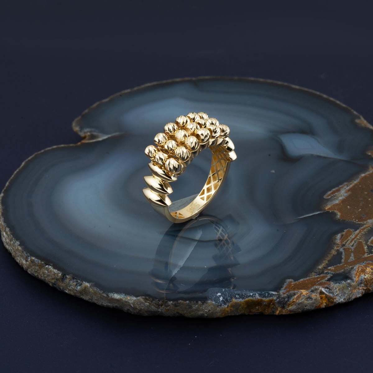 14K Yellow Gold Gold Bead Ring