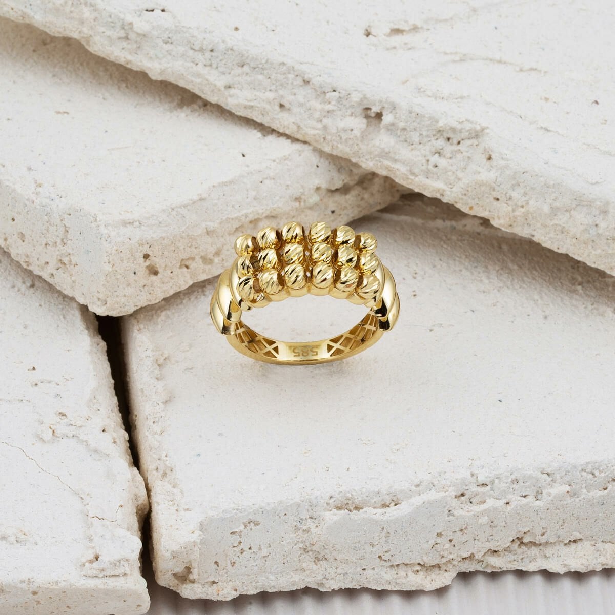 14K Yellow Gold Gold Bead Ring