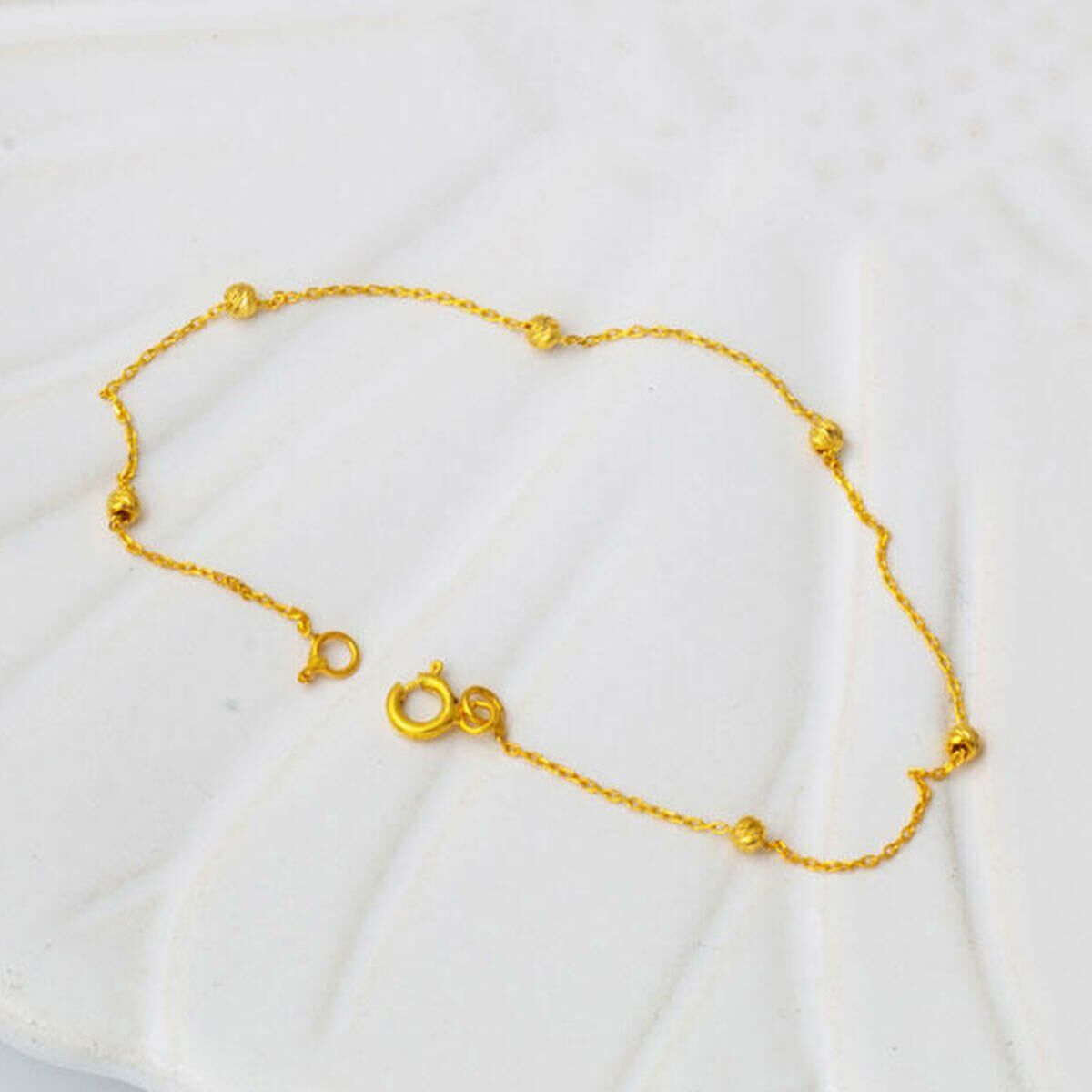 22K Yellow Gold Bead Minimalist Bracelet