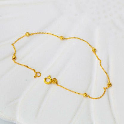 22K Yellow Gold Bead Minimalist Bracelet