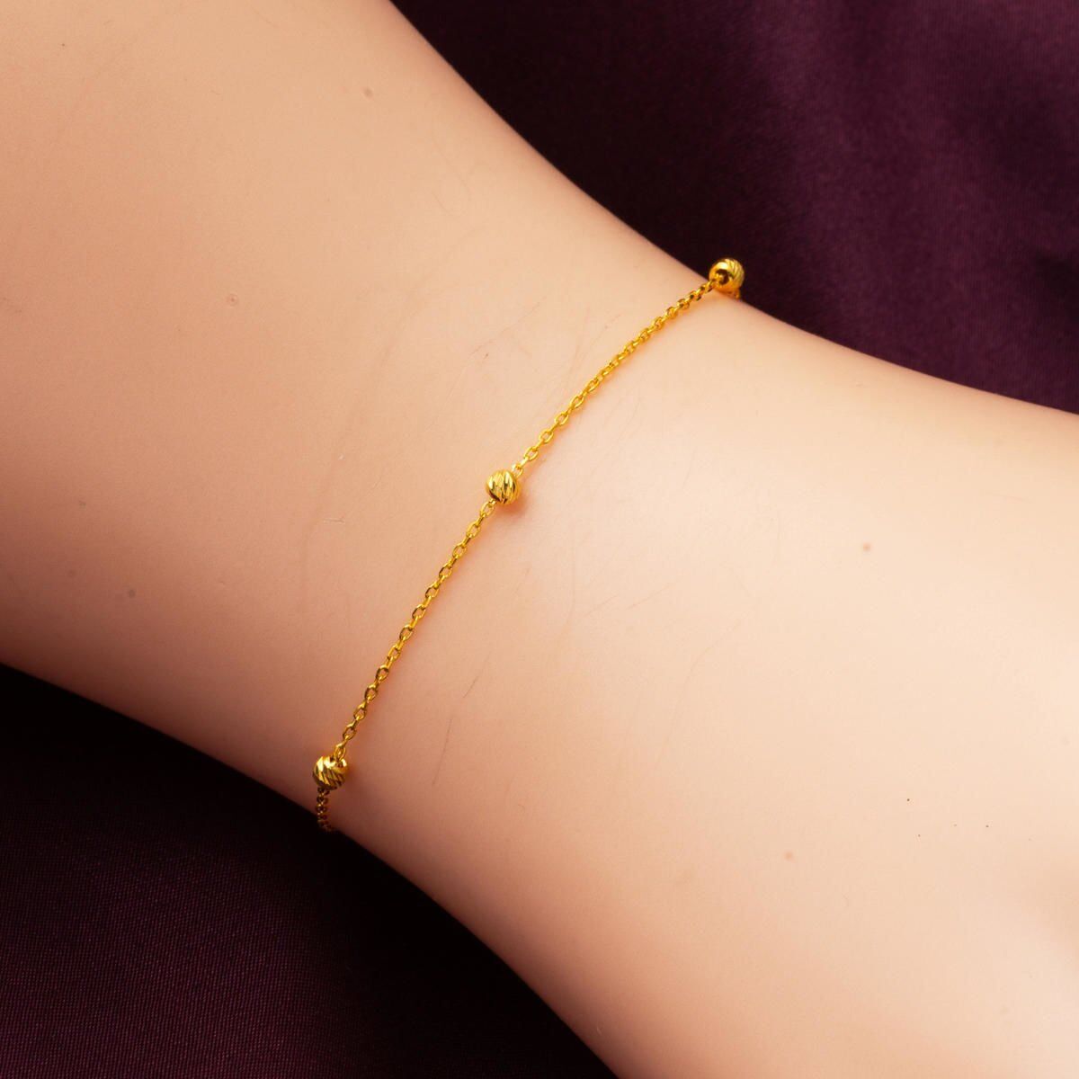 22K Yellow Gold Bead Minimalist Bracelet