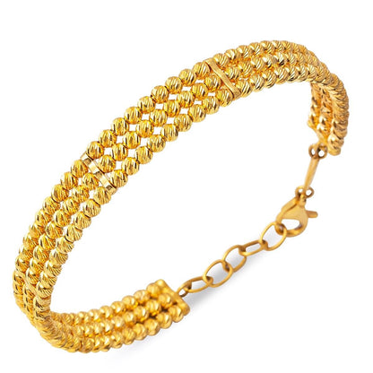 22K Yellow Gold Bead Ball Hinged Cuff Bangle