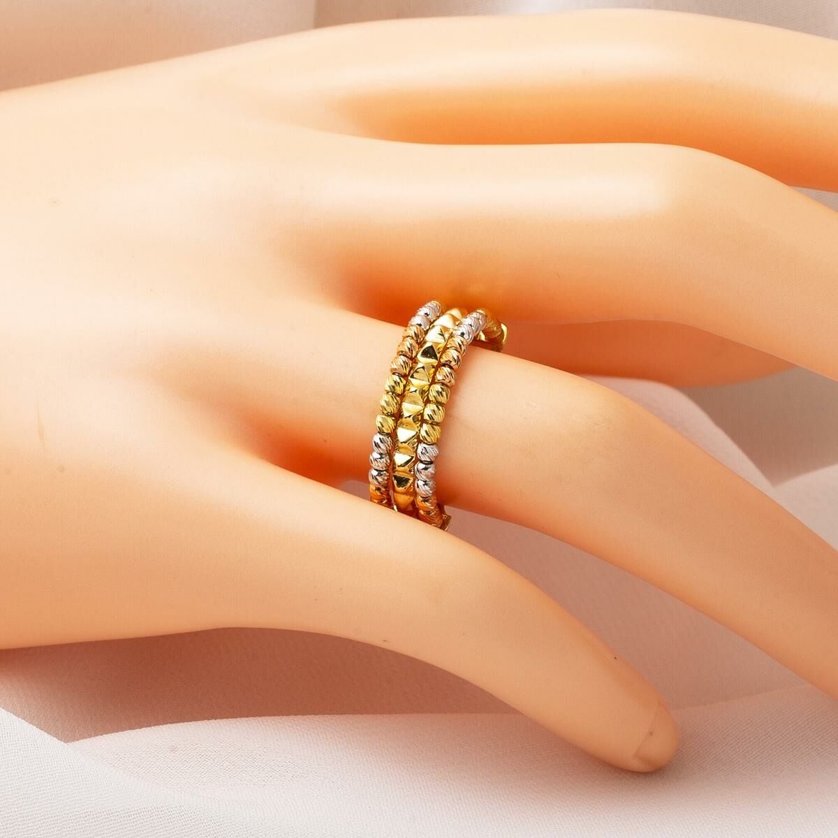 14K Yellow Gold Bead Curb Ring