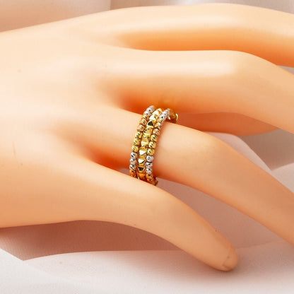 14K Yellow Gold Bead Curb Ring