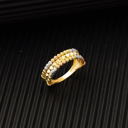 14K Yellow Gold Bead Curb Ring