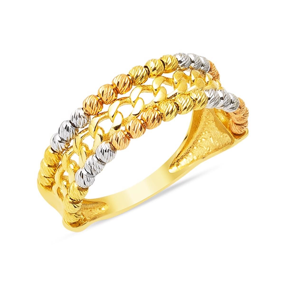 14K Yellow Gold Bead Curb Ring