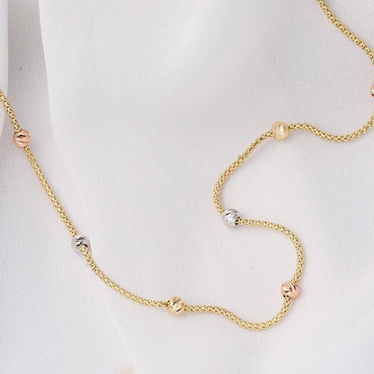 14K Yellow Gold Bead Necklace & Bracelet Set