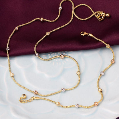 14K Yellow Gold Bead Necklace & Bracelet Set