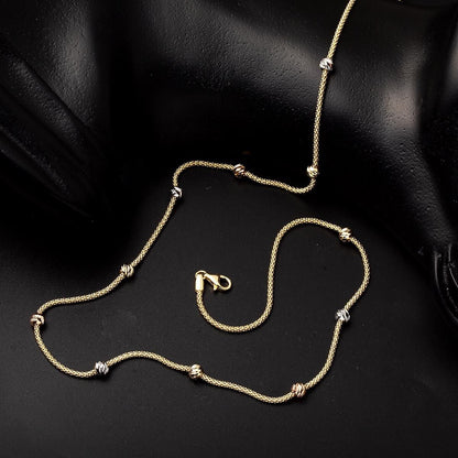 14K Yellow Gold Bead Necklace & Bracelet Set