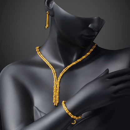 14K Yellow Gold Gold Bead Braided Wedding Set