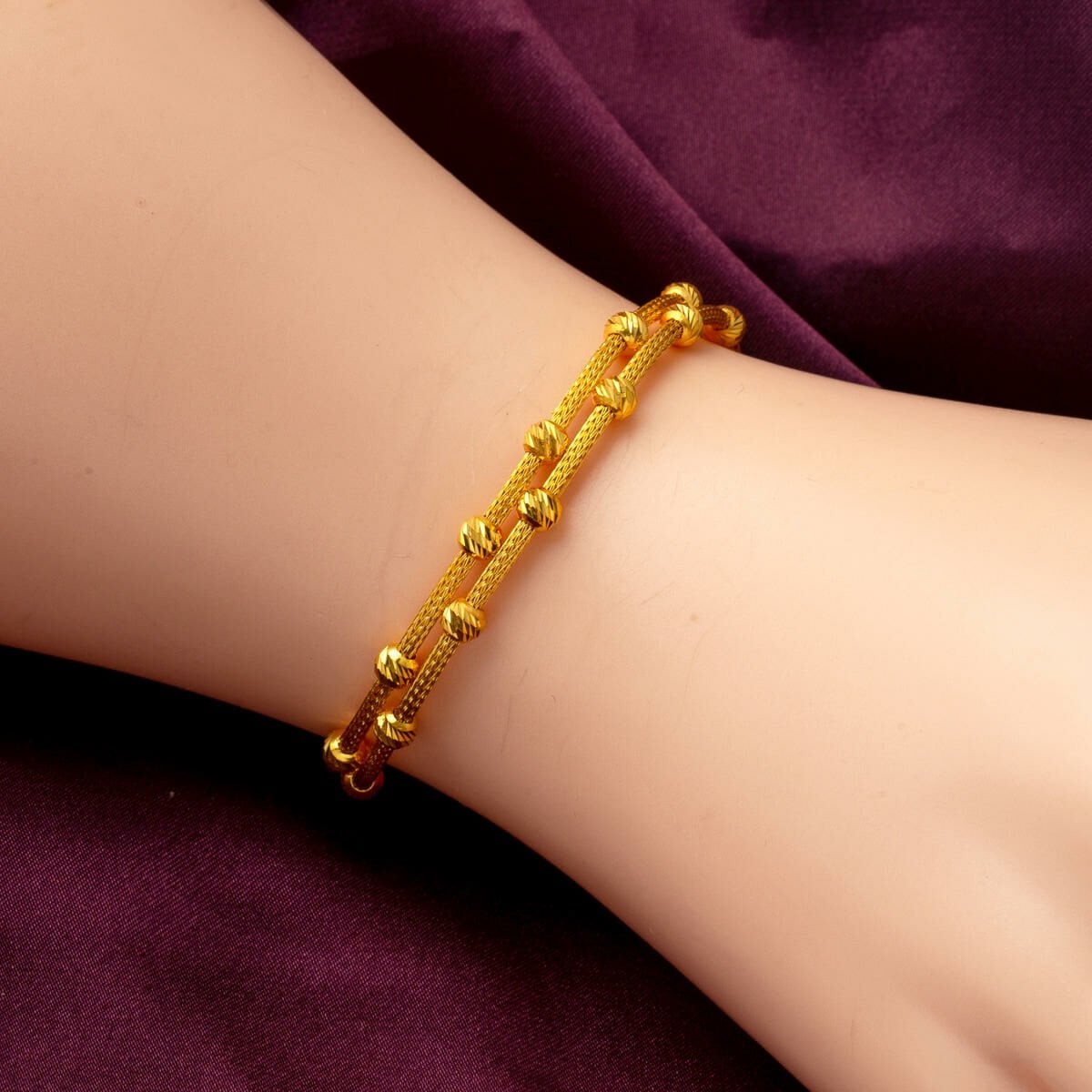 14K Yellow Gold Gold Bead Braided Wedding Set
