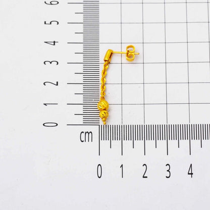 22K Yellow Gold Braided Gold Bead Dangle Earrings