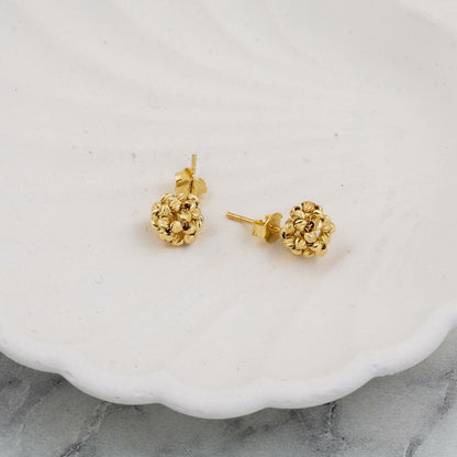 14K Yellow Gold Bead Ball Earrings