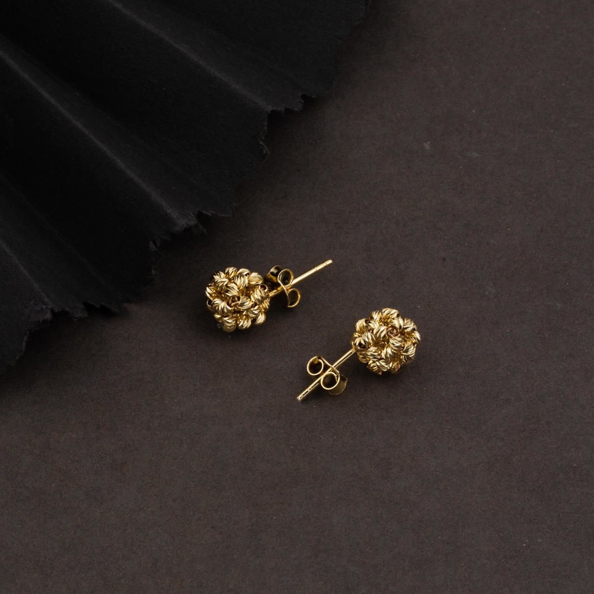 14K Yellow Gold Bead Ball Earrings