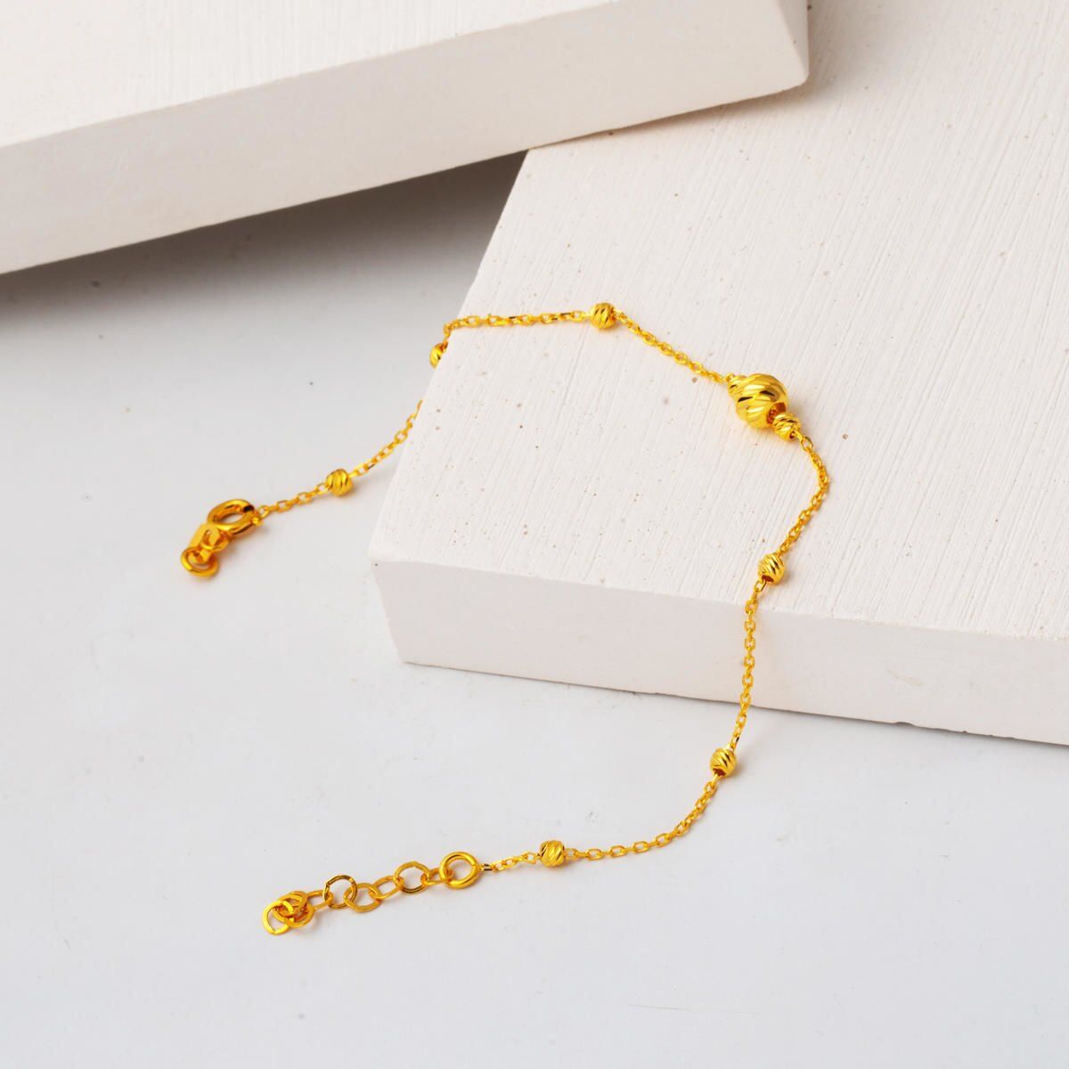 22K Yellow Gold Minimalist Gold Bead Bracelet