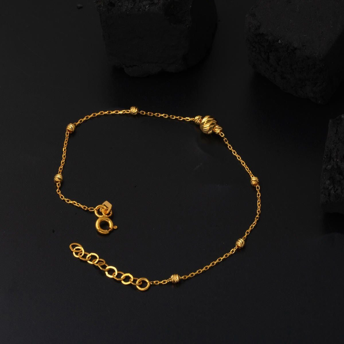 22K Yellow Gold Minimalist Gold Bead Bracelet