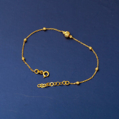 22K Yellow Gold Minimalist Gold Bead Bracelet