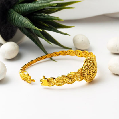 14K Yellow Gold Gold Bead Hinged Cuff Bangle (15.52 g)