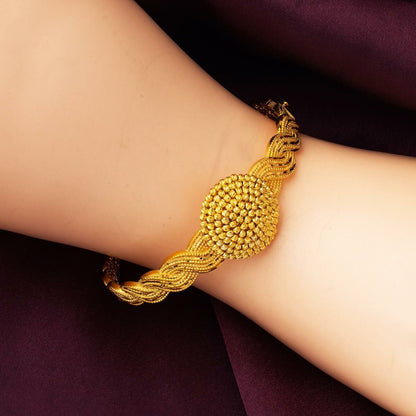 14K Yellow Gold Gold Bead Hinged Cuff Bangle (15.52 g)