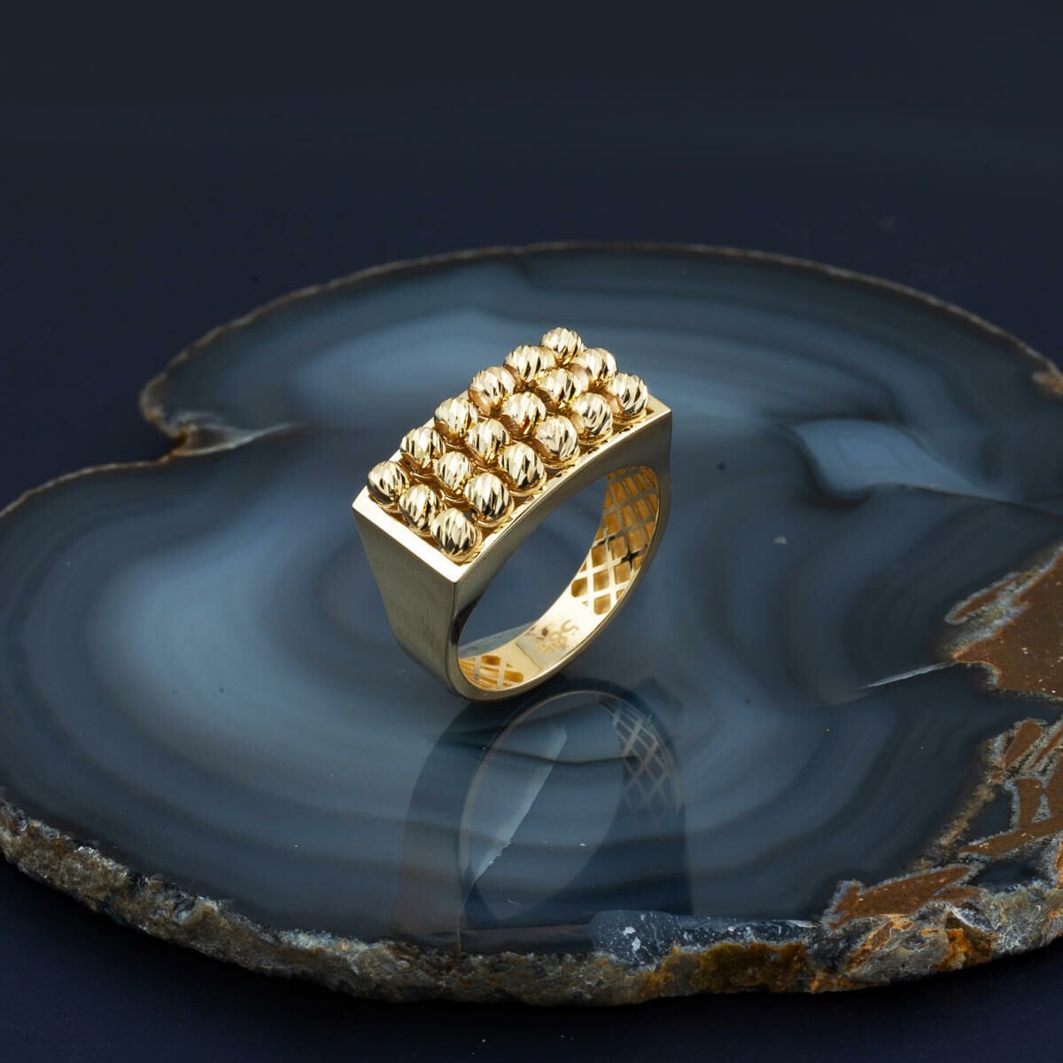 14K Yellow Gold Bead Design Ring