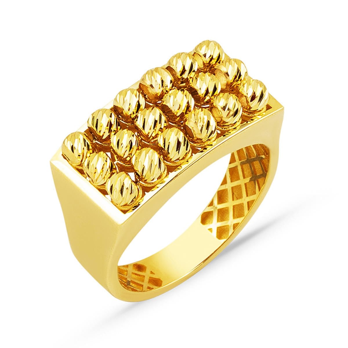 14K Yellow Gold Bead Design Ring