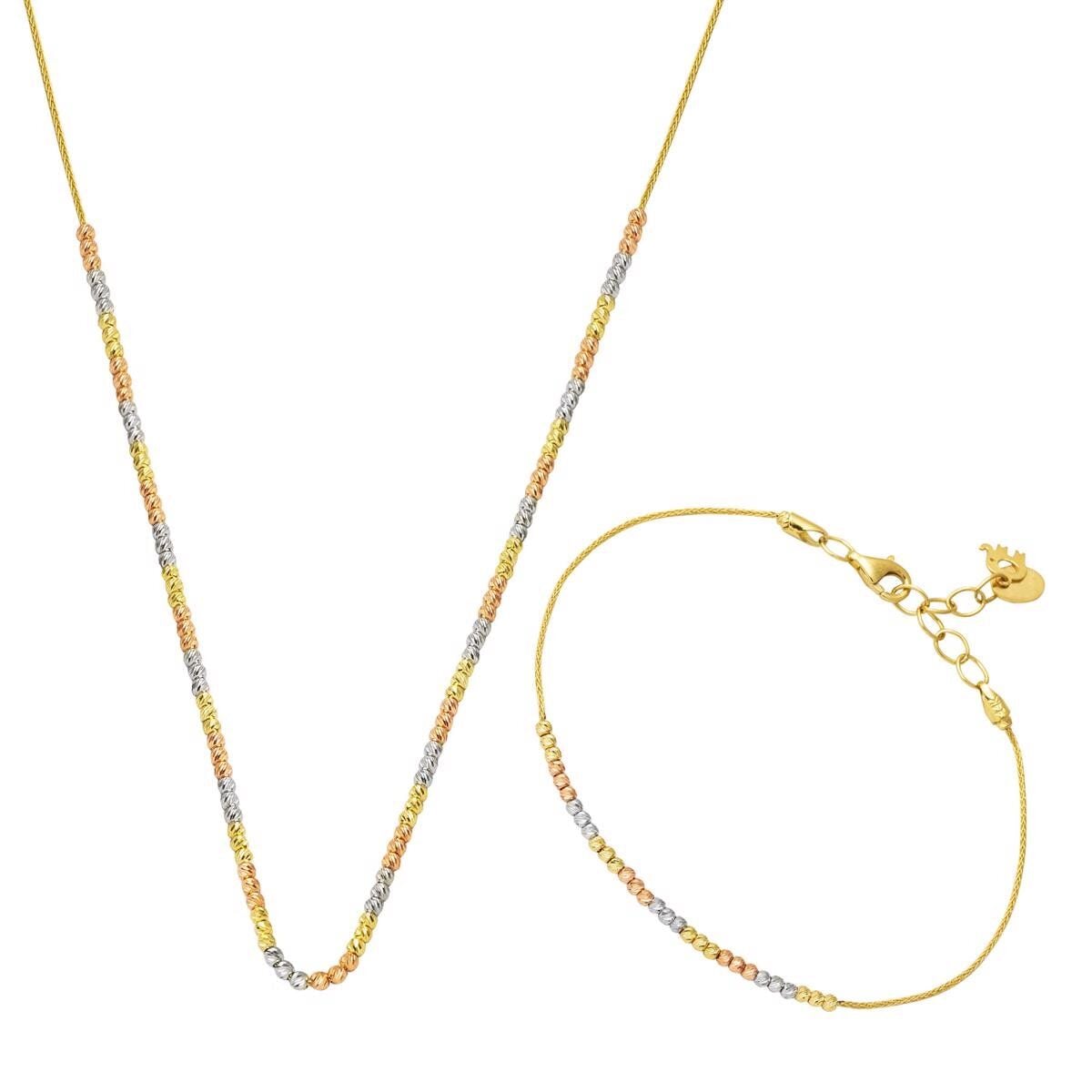 14K Yellow Gold Bead Ball Jewelry Set