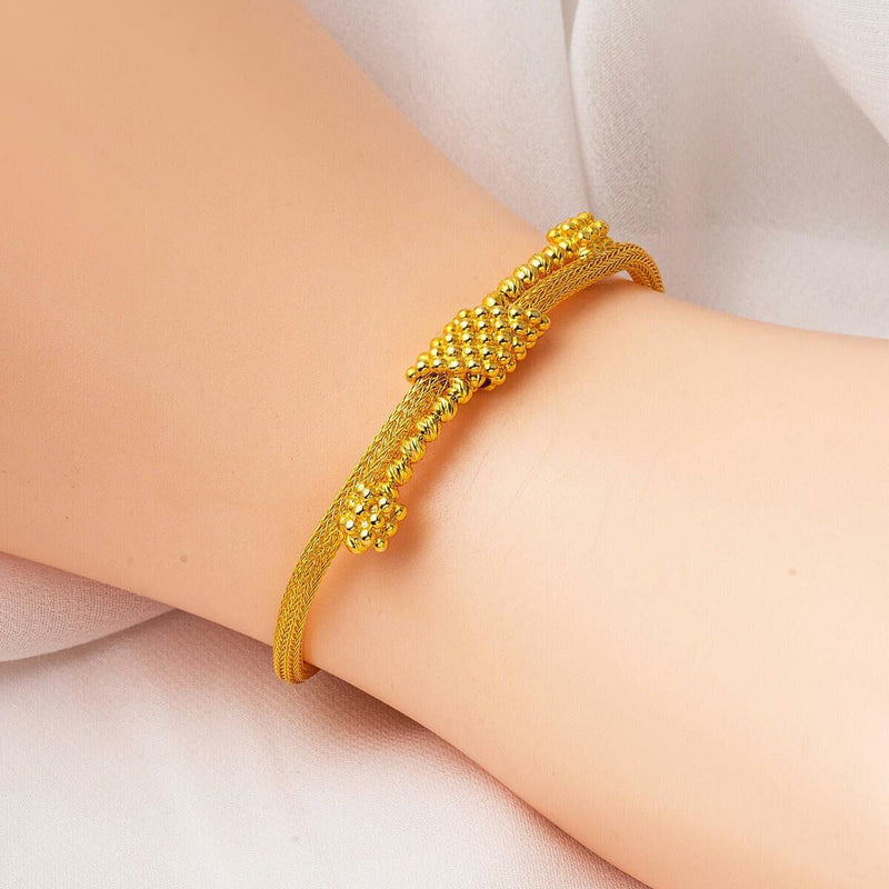 14K Yellow Gold Bead Ball Braided Chain Set