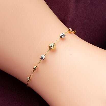 14K Yellow Gold Bead Double Choker Necklace and Bracelet Set