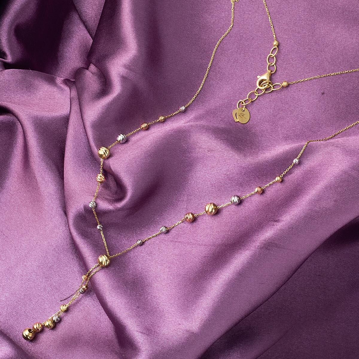 14K Yellow Gold Bead Double Choker Necklace and Bracelet Set