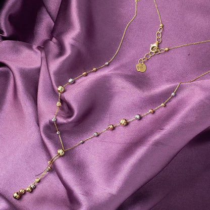 14K Yellow Gold Bead Double Choker Necklace and Bracelet Set