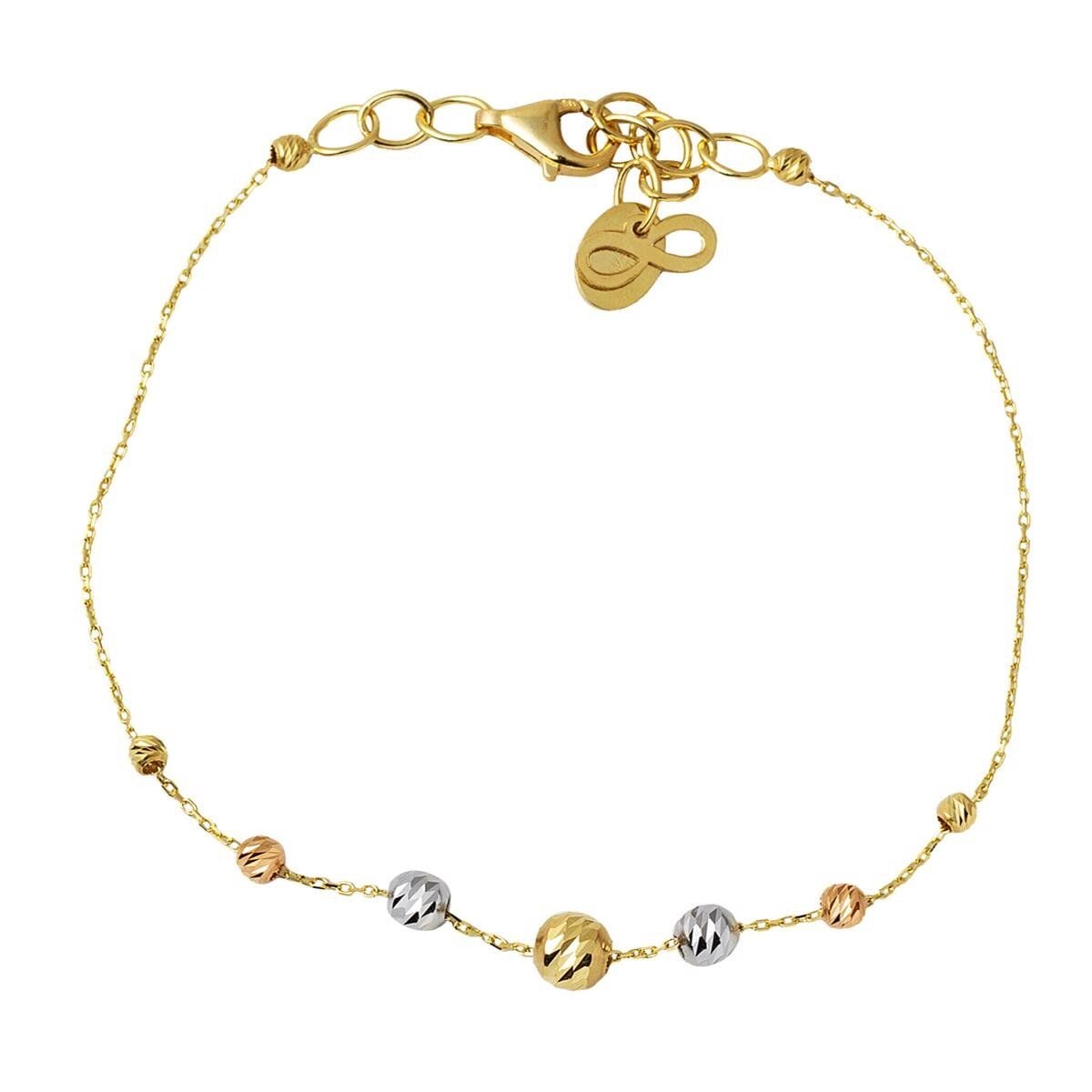 14K Yellow Gold Bead Double Choker Necklace and Bracelet Set