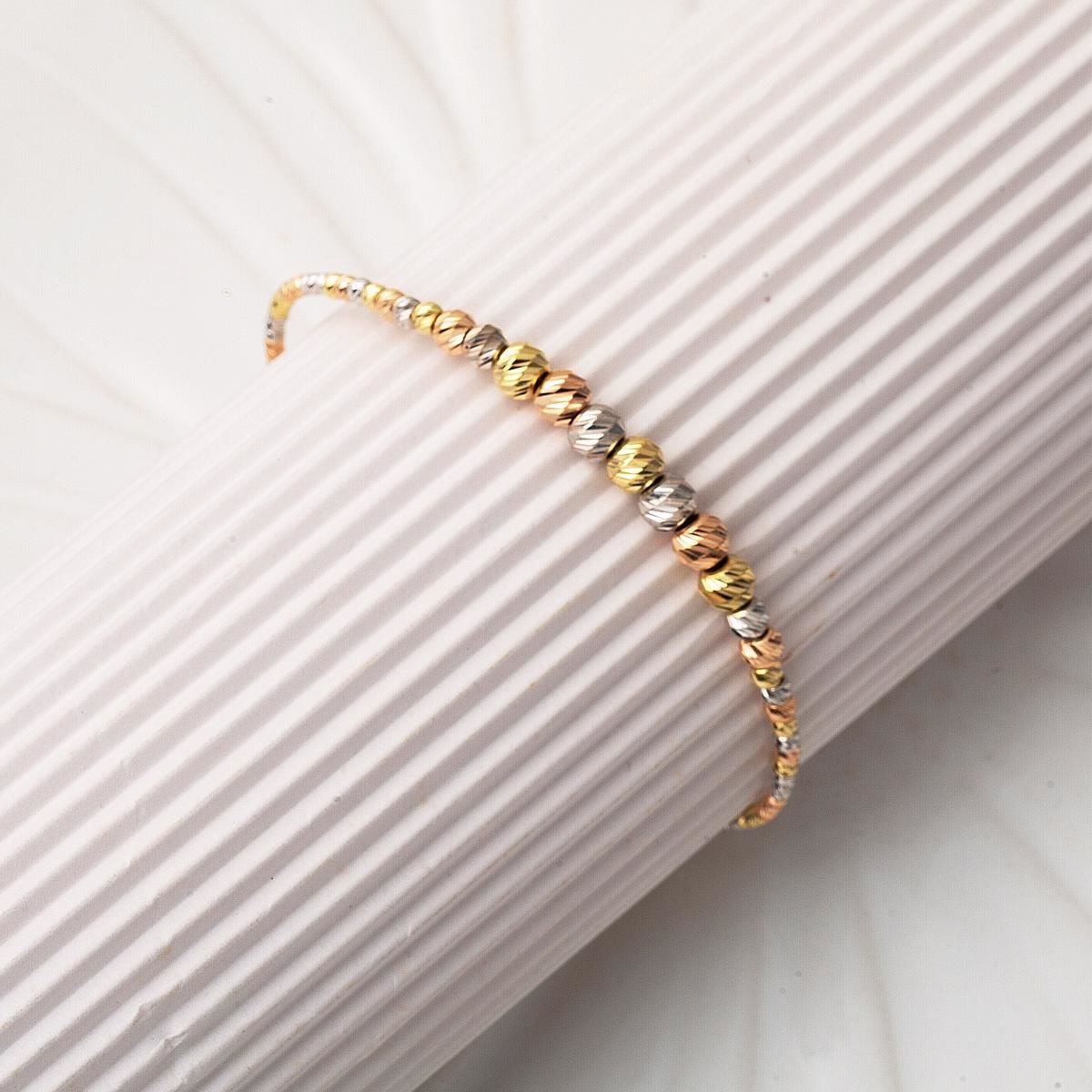 14K Yellow Gold Gold Bead Hinged Cuff Bangle