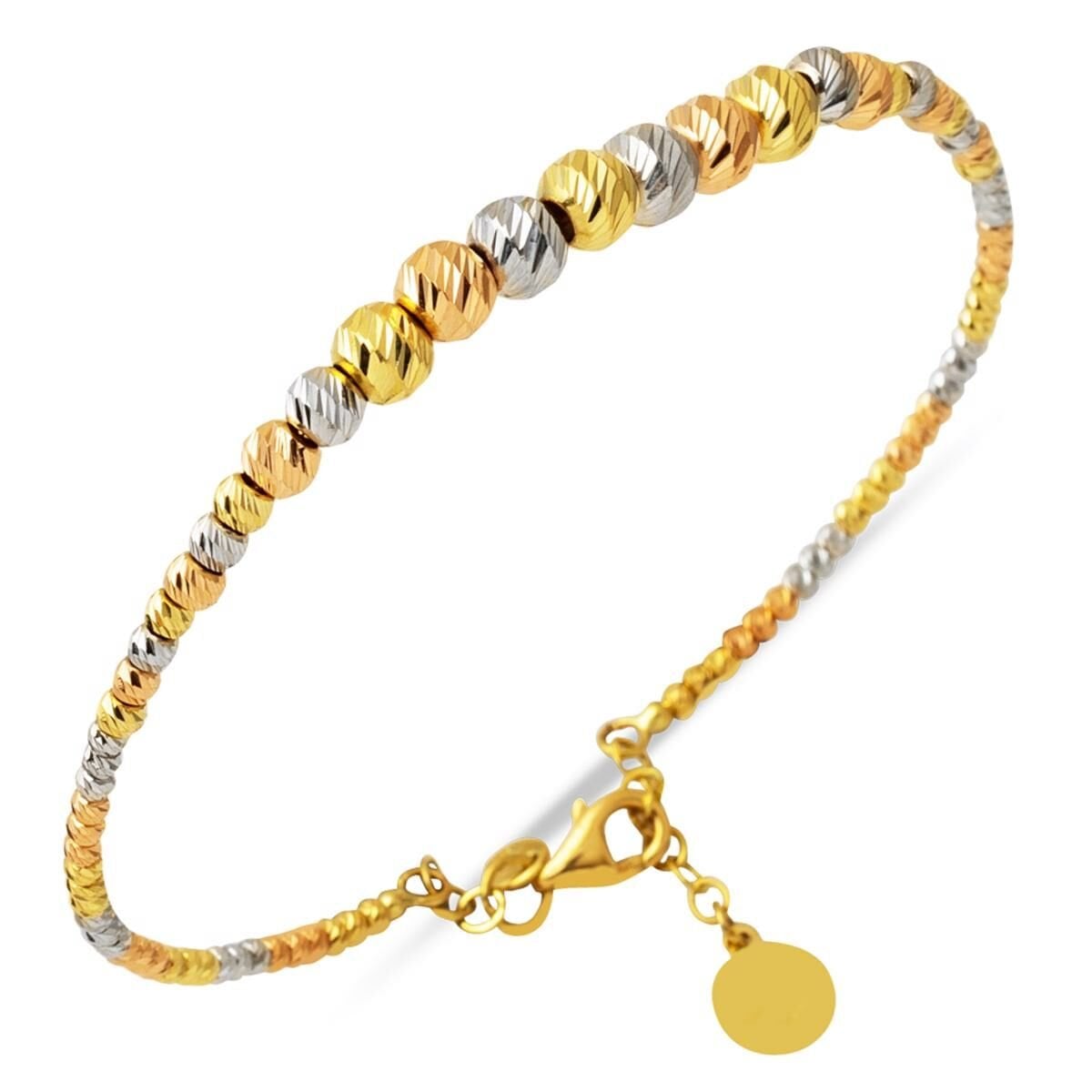 14K Yellow Gold Gold Bead Hinged Cuff Bangle