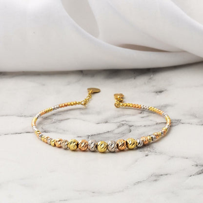 14K Yellow Gold Gold Bead Hinged Cuff Bangle
