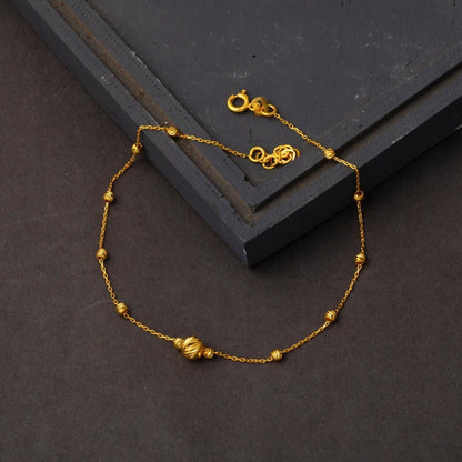 22K Yellow Gold Gold Bead Anklet