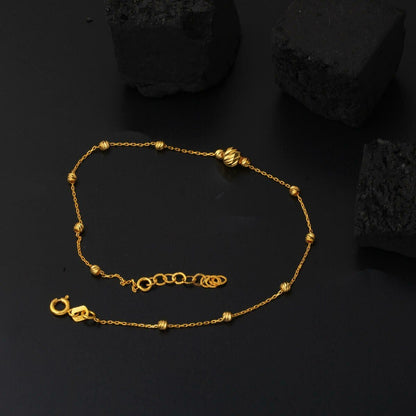 22K Yellow Gold Gold Bead Anklet